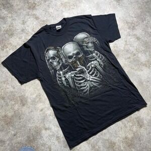 Vintage 2000s Skeleton Graphic Tee – Fruit of the Loom – Size M